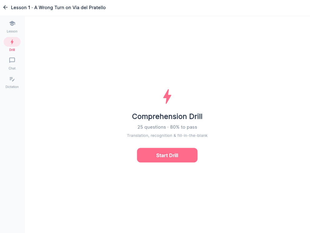 LangBlitz reinforcement drill mode for comprehension practice